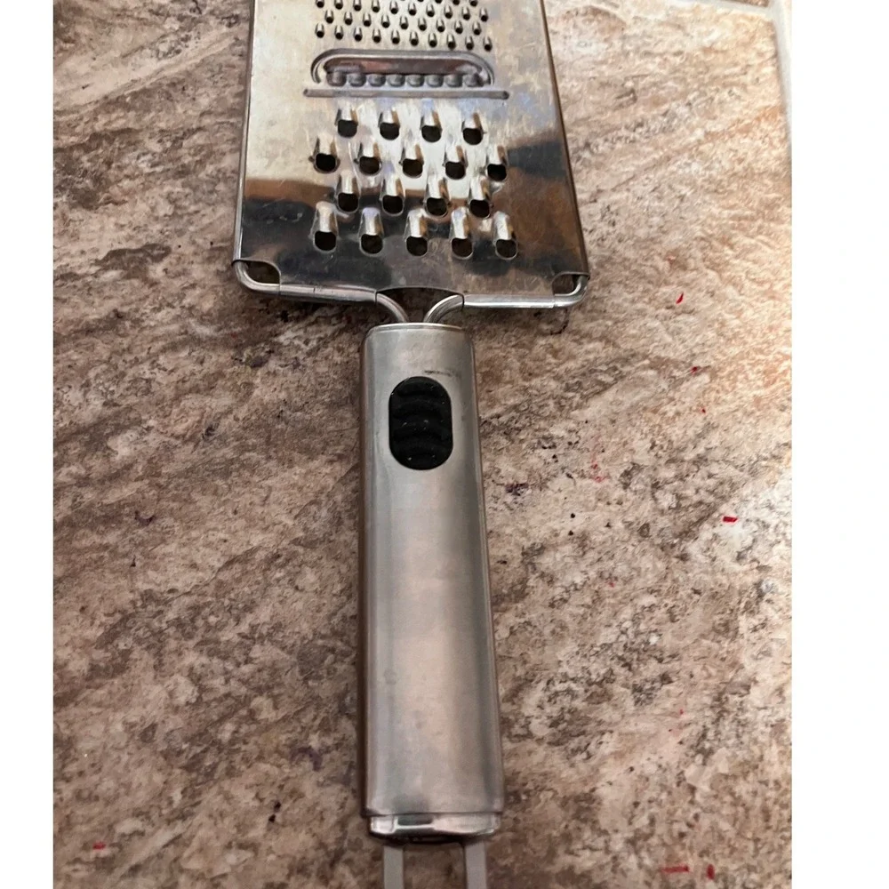 Oneida 18/8 Stainless Steel Handheld Flat Cheese Grater 3-Way Shredder Zester